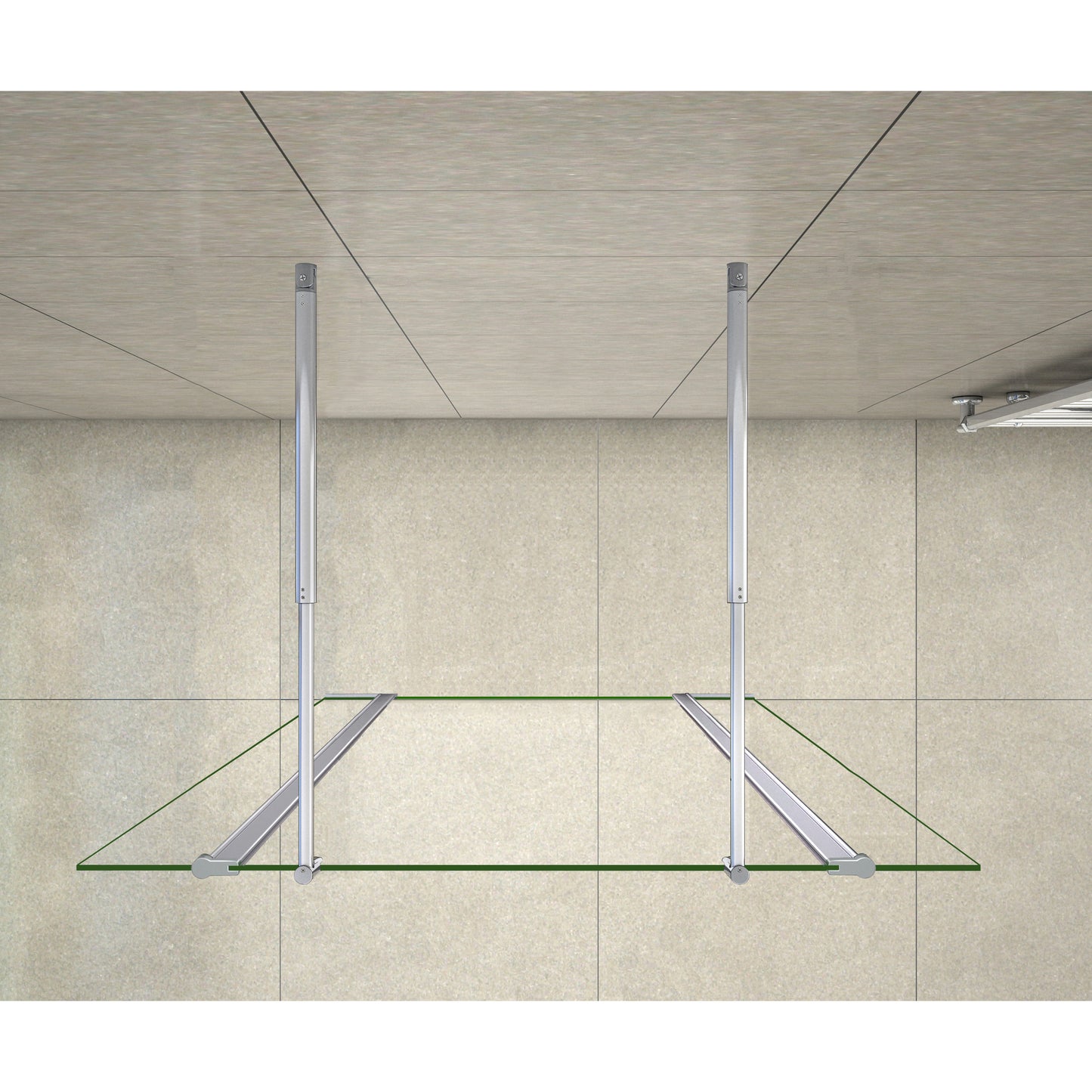 Aica 200cm Walk In Parete Per Doccia Vetro Trasparente Anticalcare Doppia Paretina Mobile Da 30 cm e Doppia Barra Stabilizzatrice