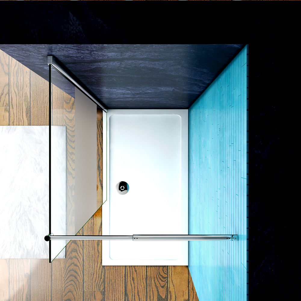 Aica Parete Per Doccia Walk In 200cm Vetro Temperato Anti-frantumi Anticalcare 8mm Fascia Opaca Barra Stabilizzatrice 70-120 cm