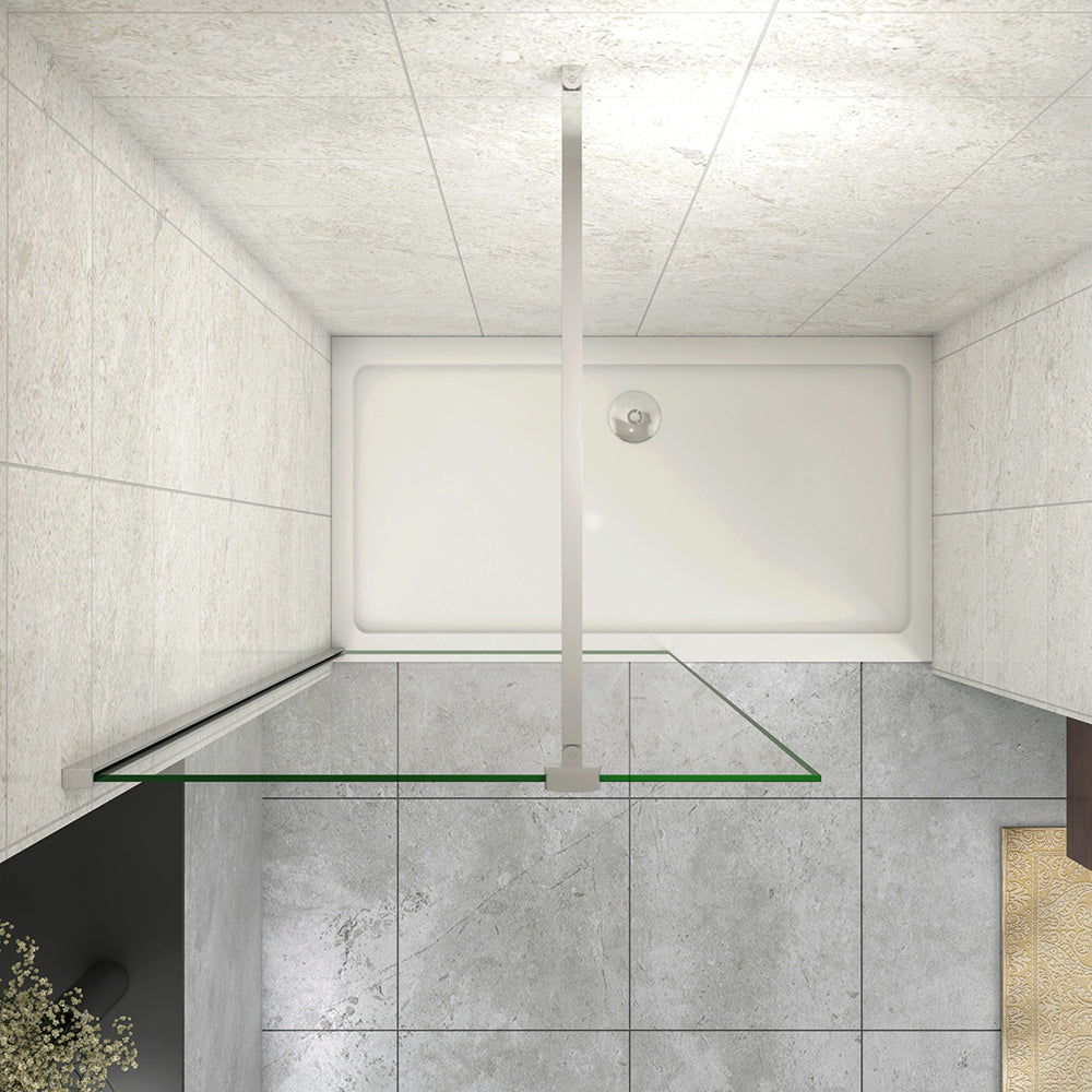 Box Doccia Walk In Parete Fissa in Vetro Temperato da 10mm Trasparente Anticalcare Barra Stabilizzatrice da 90cm Snodabile