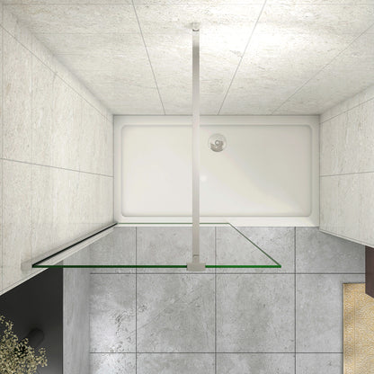 Box Doccia Walk In Parete Fissa in Vetro Temperato da 10mm Trasparente Anticalcare Barra Stabilizzatrice da 90cm Snodabile