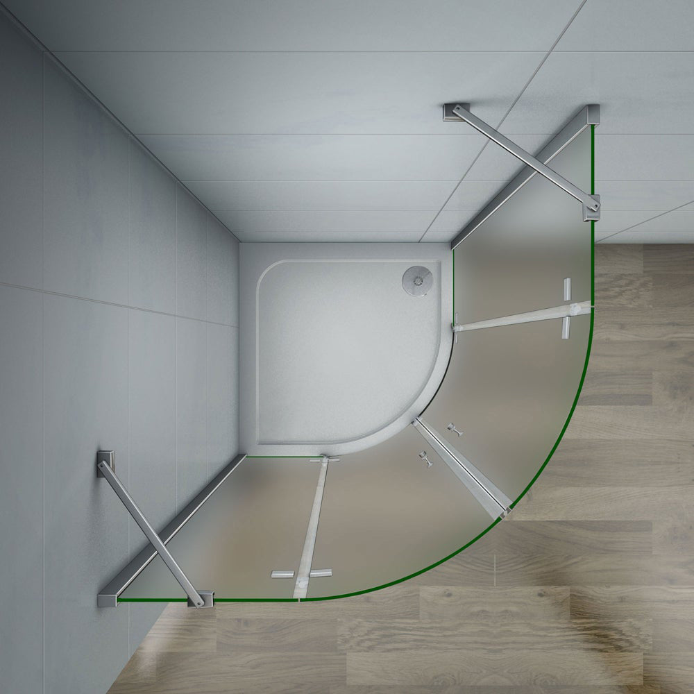 Aica 195 cm Box Doccia Semicircolare Vetro 6 mm Temperato Satinato/Opaco Anticalcare Con Barra Stabilizzatrice varie dimensioni