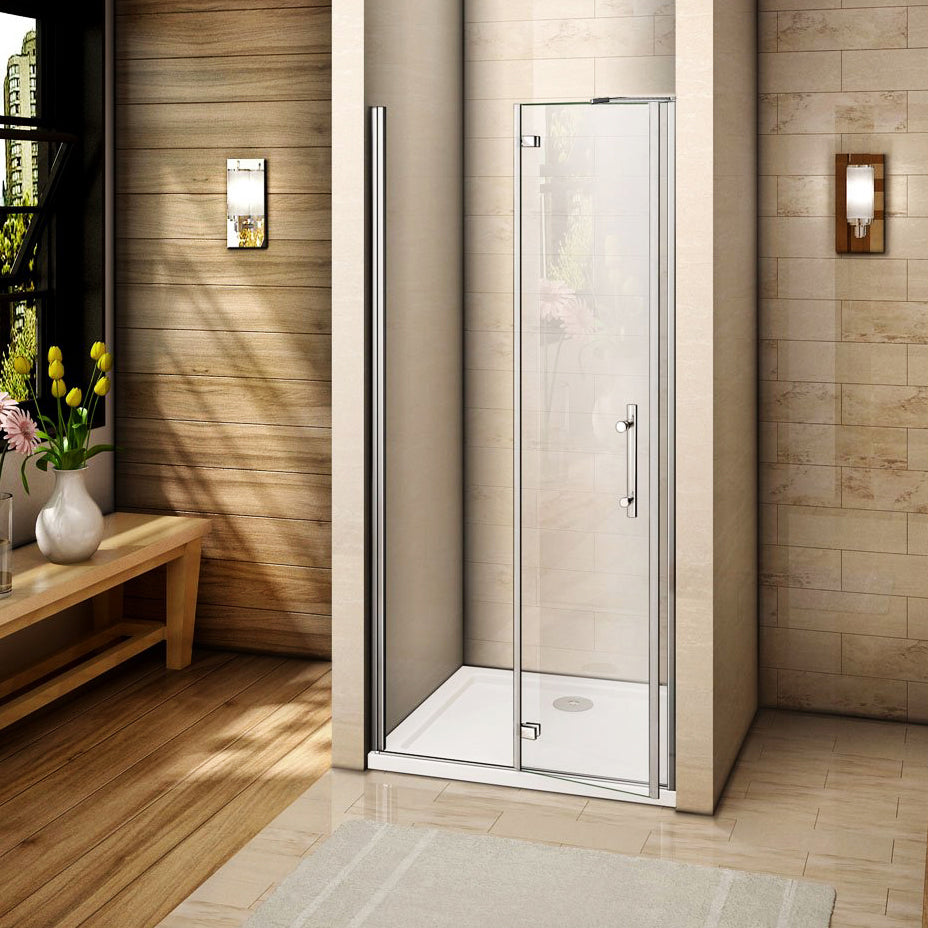Aica 190 cm Box Doccia Per Nicchia Porta Battente In Vetro Da 6 mm Temperato Trasparente Anticalcare Un'Anta Con Barra Stabilizzatrice