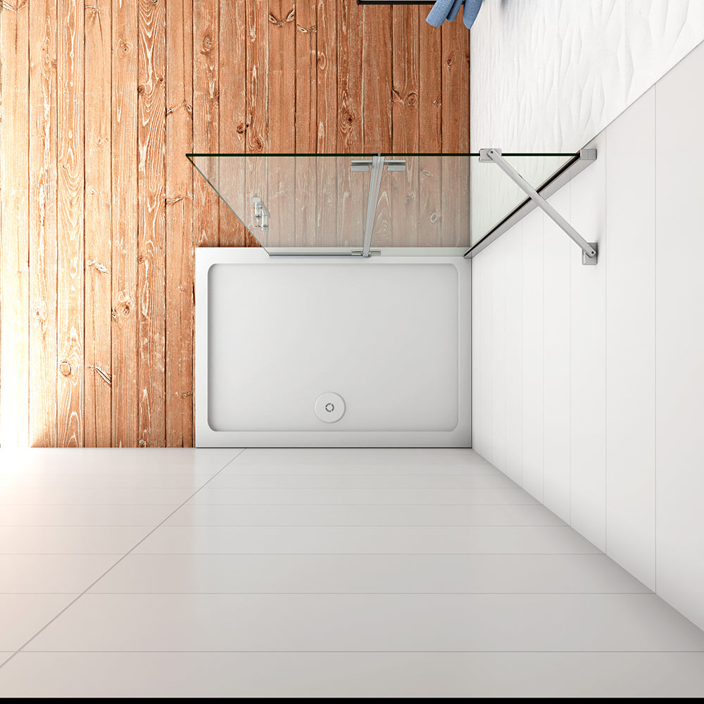 WALK IN Parete Doccia Paretina Fissa Paretina Movibile in Vetro 6mm Trasparente Temperato Anticalcare Barra Stabilizzatrice e Telaio Cromato Lucido