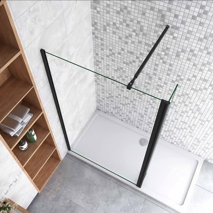Box Doccia Walk in Due Pareti una Fissa? Mobile Vetro 8mm Temperato Trasparente Anticalcare Barra Stabilizzatrice Nero Opaco Tipo 2 - Lunga 73-120 cm Regolabile 30