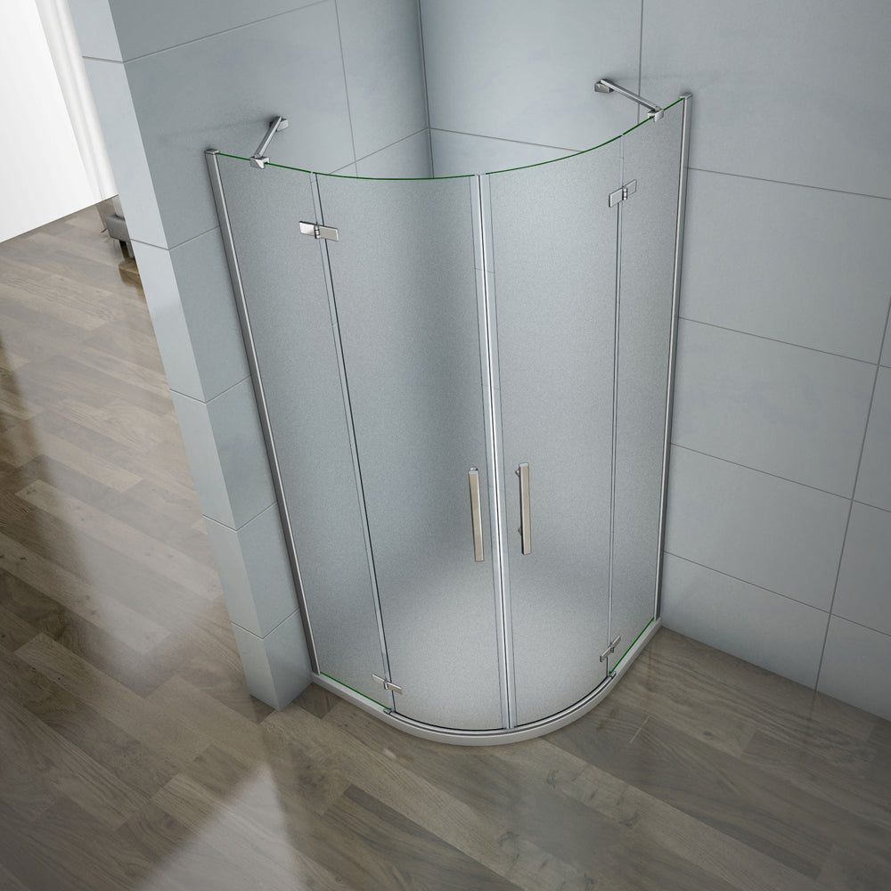 Aica 195 cm Box Doccia Semicircolare Vetro 6 mm Temperato Satinato/Opaco Anticalcare Con Barra Stabilizzatrice varie dimensioni