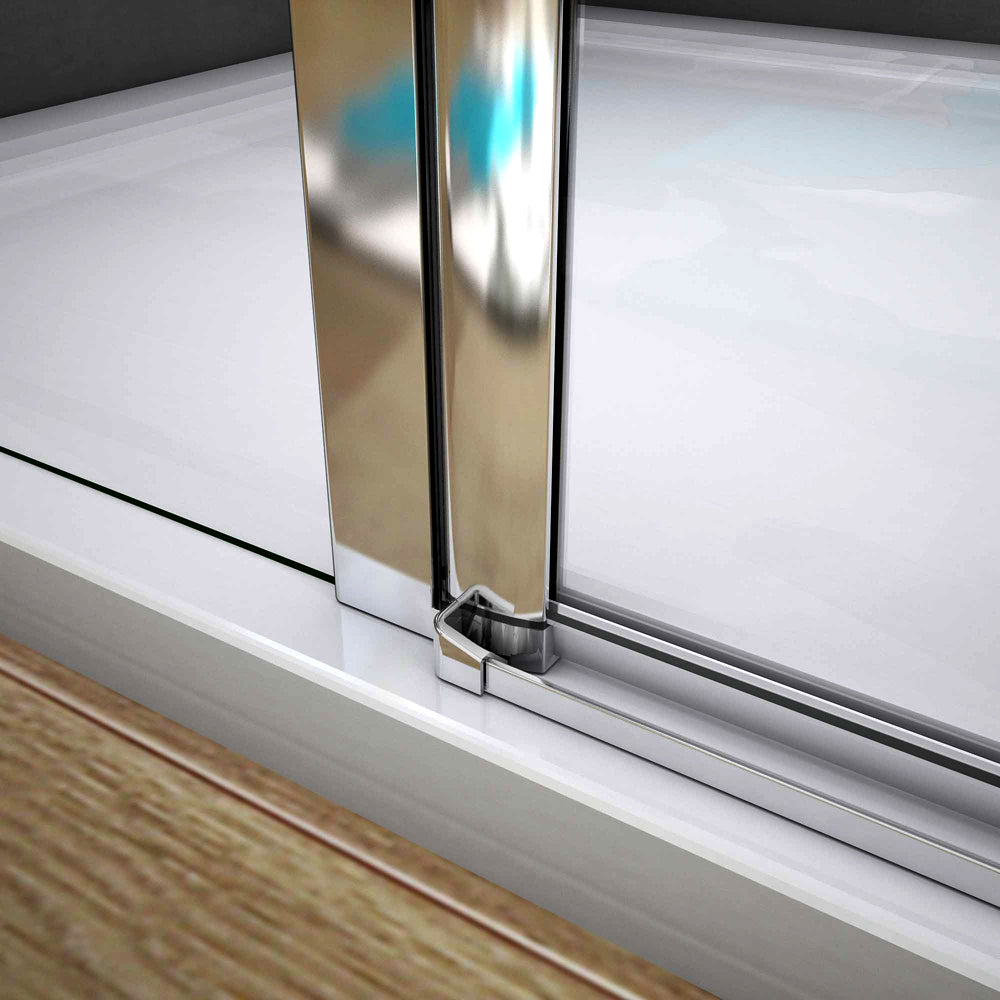 Aica 195 cm Porta Doccia Per Nicchia Apertura Battente Più Paretina Fissa Barra Stabilizzatrice In Vetro 6 mm Temperato Trasparente Anticalcare