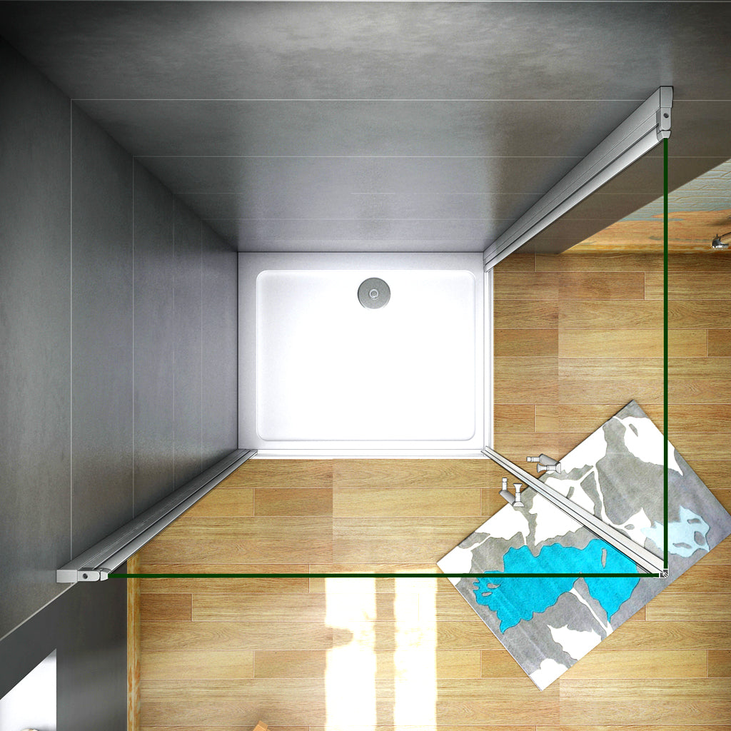 Aica 185 cm Box Doccia Angolare Doppia Porta Battente Vetro Temperato 5 mm Trasparente Profilo in Alluminio Processo di Elettroforesi