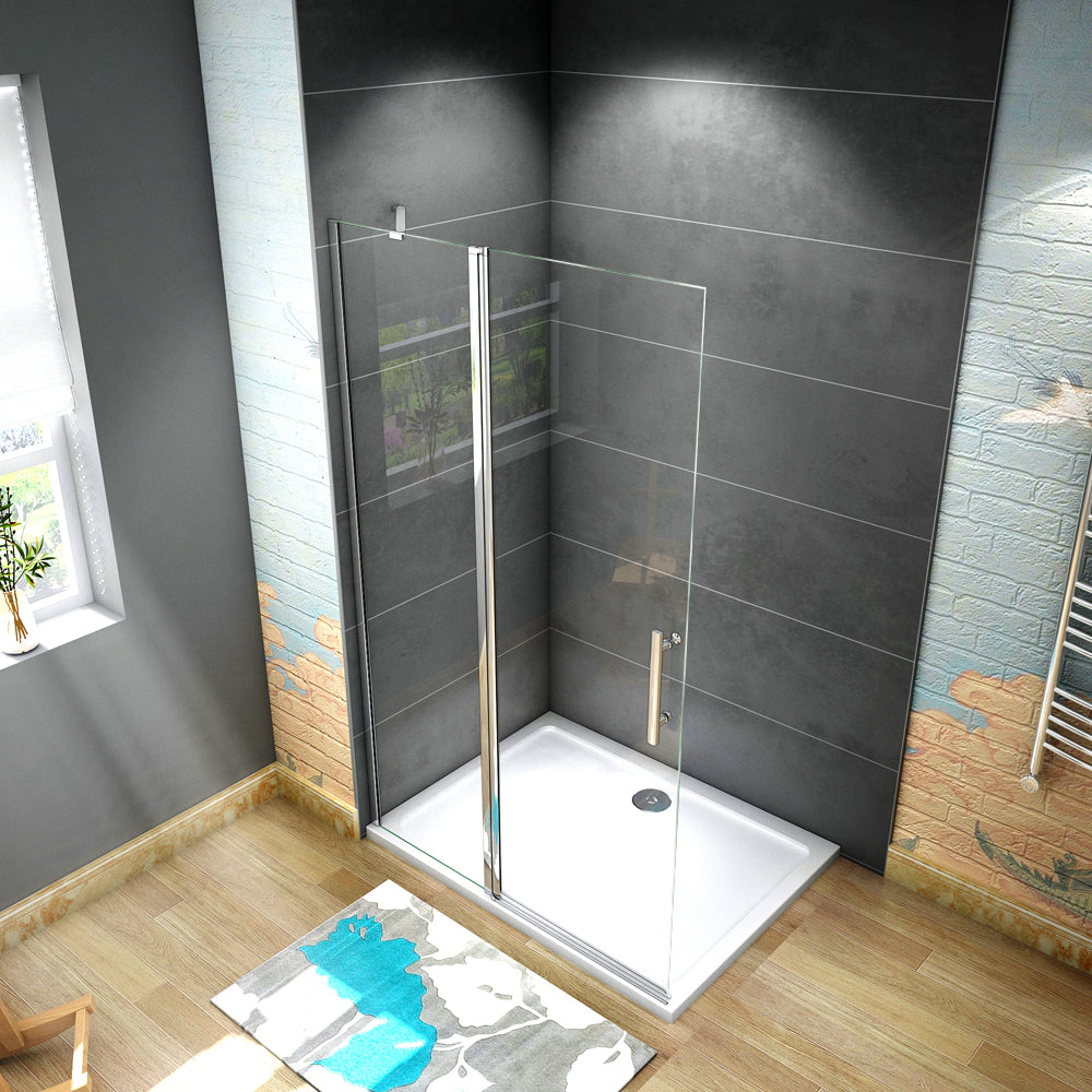 Parete Doccia Paretina Fissa + Paretina Mobile in Vetro Anticalcare Barra Stabilizzatrice e Telaio Cromato Lucido