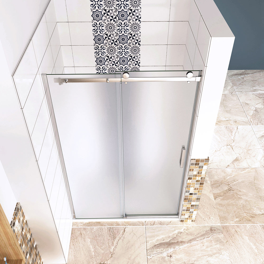 Box Doccia Per Nicchia Porta Scorrevole Ingresso Destro Vetro 8 mm Temperato Satinato Opaco Anticalcare 195cm