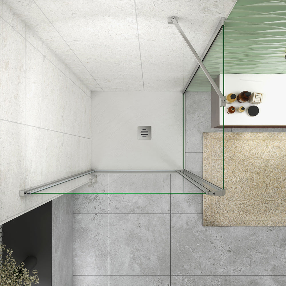 185cm Box Doccia Angolare Porta Battente Parete Fissa Vetro da 6mm Temperato Anticalcare Barra Stabilizzatrice 45cm Cromo Lucido