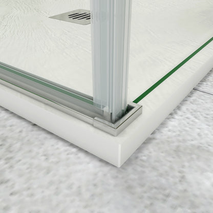 185cm Box Doccia a Tre Lati Porta Battente Doppia Parete Fissa Vetro da 6mm Temperato Anticalcare Barra Stabilizzatrice 45cm Cromo Lucido
