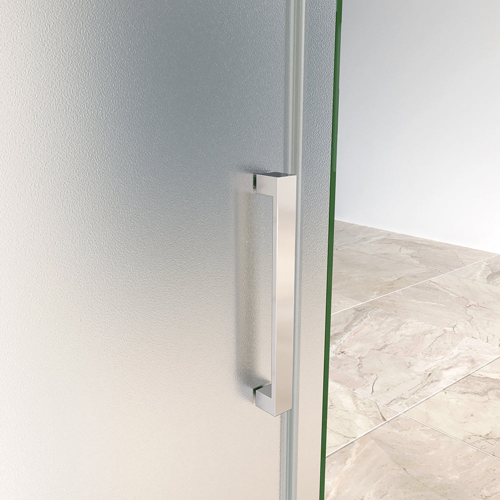195cm Box Doccia Angolare Porta Scorrevole Ingresso Destro con Parete Fissa 80cm in Vetro da 8mm Temperato Satinato Cromo Lucido