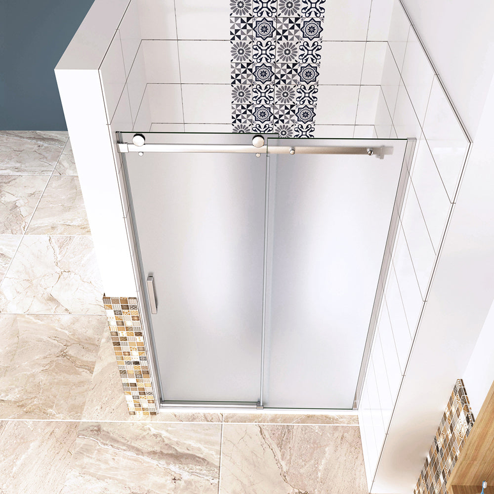 Box Doccia Per Nicchia Porta Scorrevole Ingresso Sinistro Vetro 8mm Temperato Satinato Opaco Anticalcare 195cm