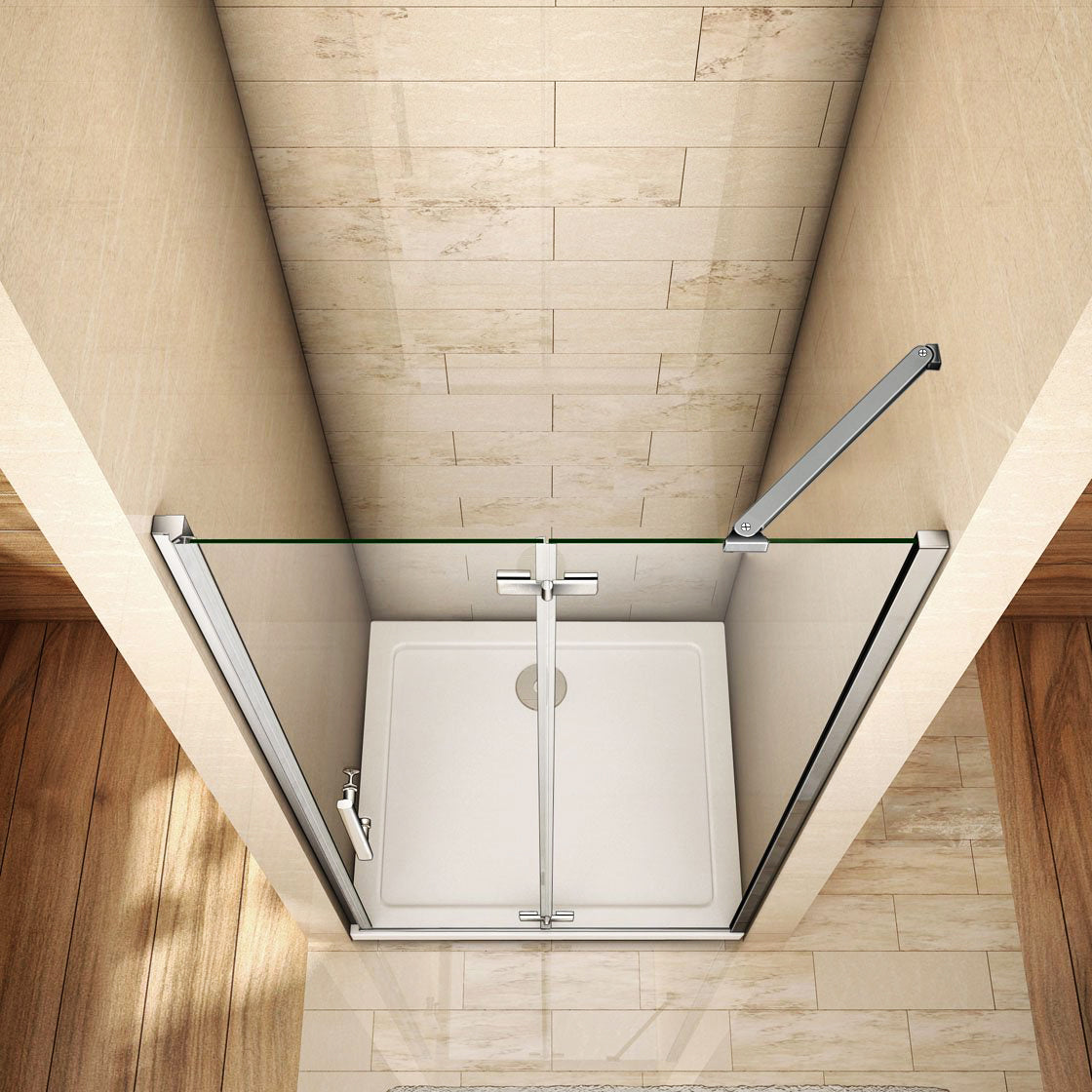 Aica 190 cm Box Doccia Per Nicchia Porta Battente In Vetro Da 6 mm Temperato Trasparente Anticalcare Un'Anta Con Barra Stabilizzatrice