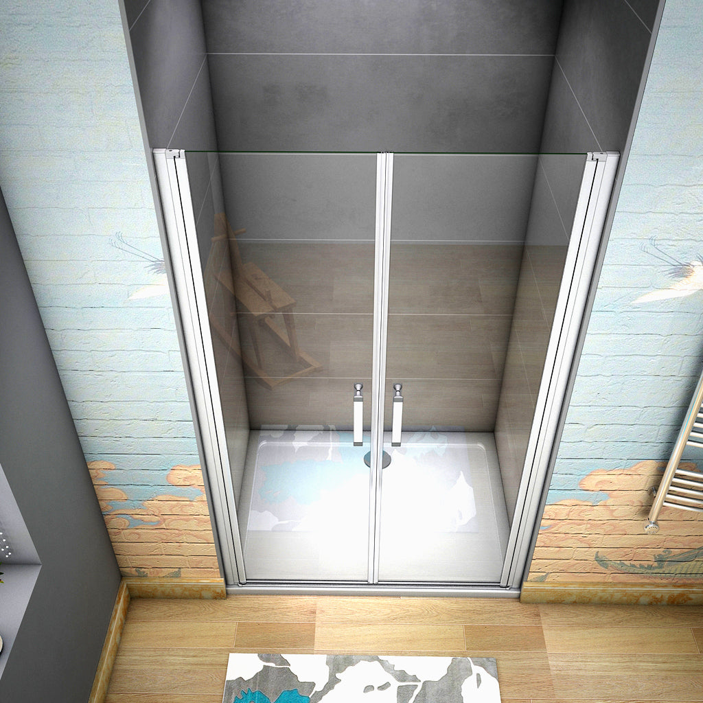 Aica 185 cm Box doccia per Nicchia Porta Battente 2 Ante Saloon Vetro Temperato 5 mm Trasparente Profilo in Alluminio Processo di Elettroforesi