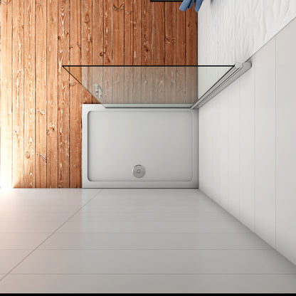 WALK IN Parete Doccia Movibile Pivotante 187/197cm in Vetro 6mm Trasparente Temperato Anticalcare Telaio Cromato Lucido