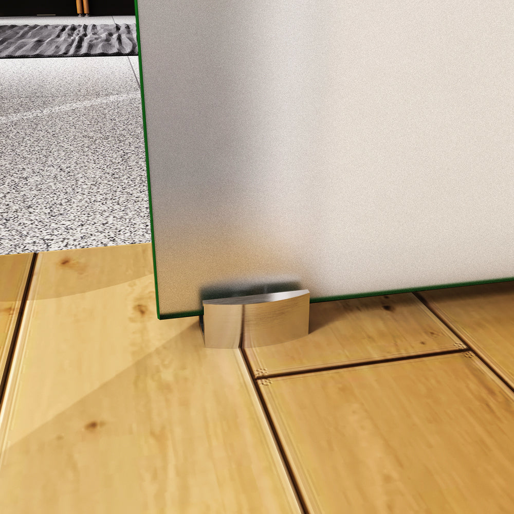 Porta Scorrevole in Vetro da 8mm Temperato Opaco con Pellicola Anti-frantumi con Binario in Alluminio Bianco Verniciato Altezza 225cm