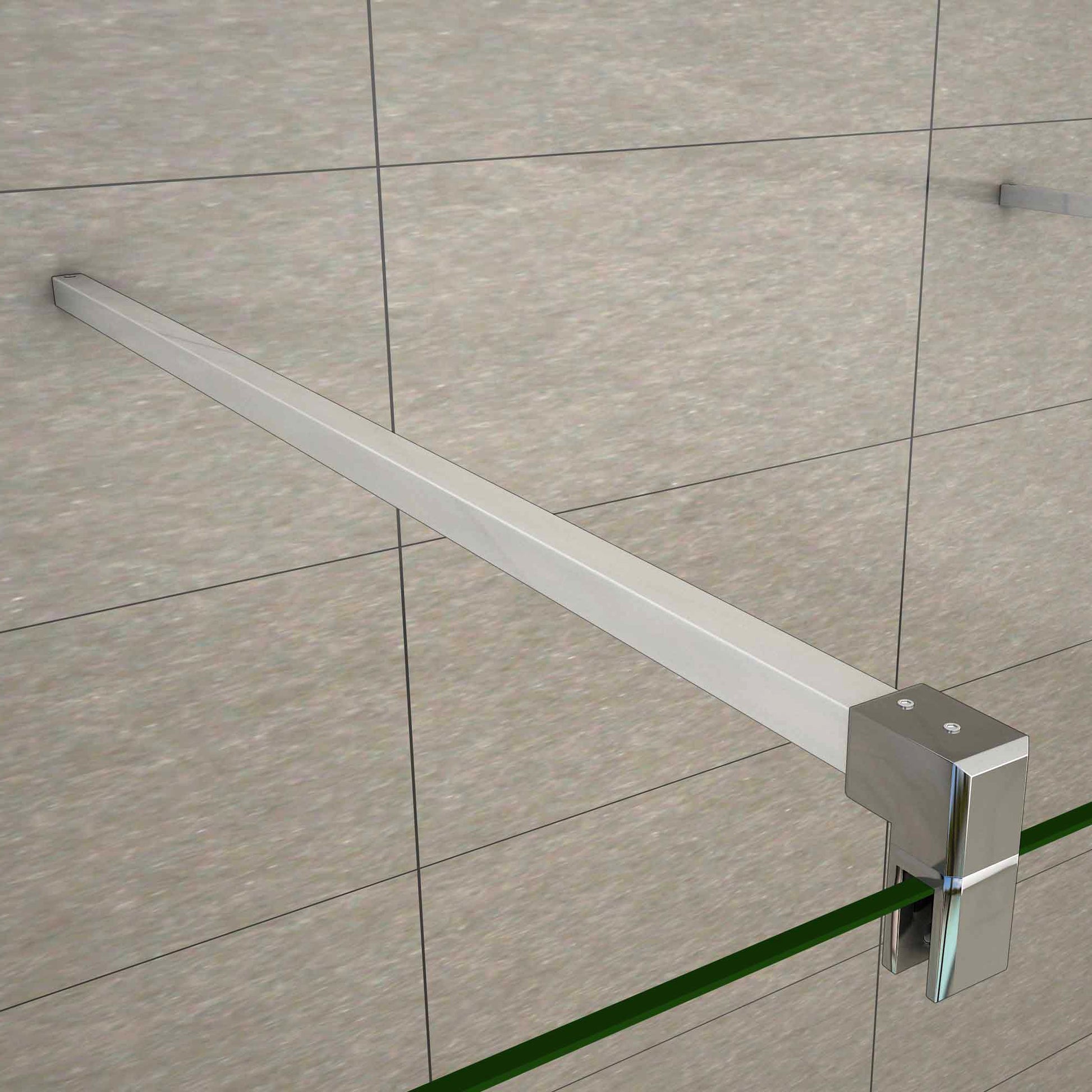 Aica 200cm Walk In Parete Per Doccia Vetro Trasparente Anticalcare Doppia Paretina Mobile Da 30 cm e Doppia Barra Stabilizzatrice