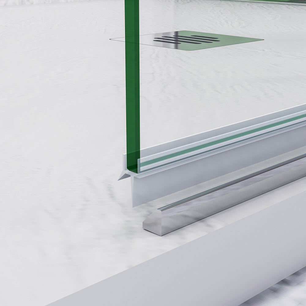 Aica Box Doccia Walk In + Parete Fissa 185cm Vetro da 6mm Temperato Anticalcare Barra Stabilizzatrice 45cm Cromo Lucido