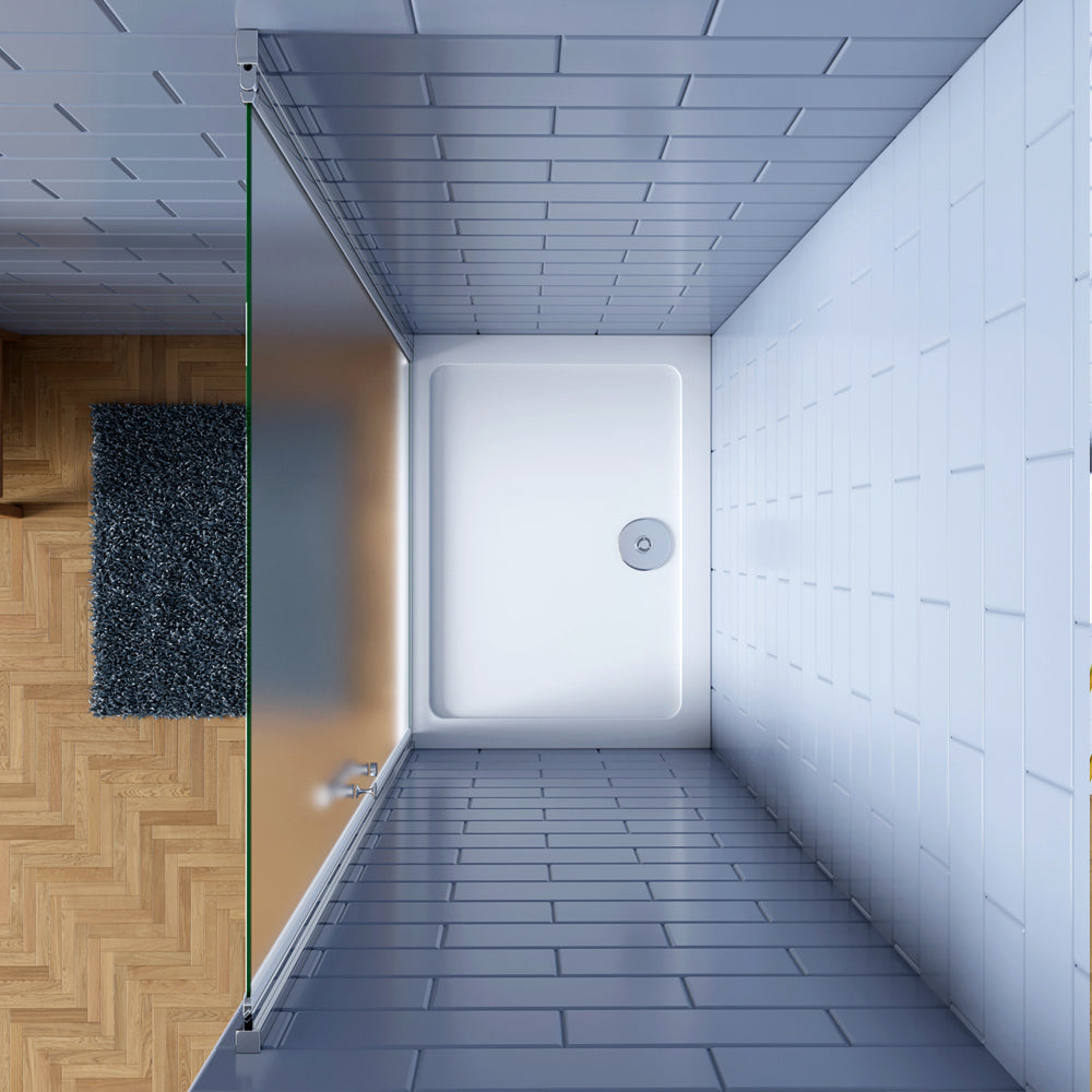 Aica Porta Doccia per Nicchia Apertura Battente in Vetro Temperato Satinato Opaco 6mm Anticalcare Telaio Cromo Lucido (montaggio verso irreversibile)