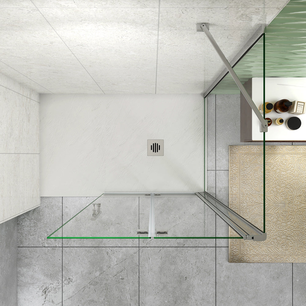 185 cm Box Doccia Walk In Parete Fissa + Porta Pieghevole Vetro da 6mm Temperato Anticalcare Barra Stabilizzatrice 45cm Cromo Lucido