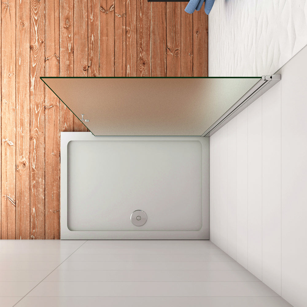 WALK IN Parete Doccia Movibile Girevole Verso Interno e Esterno 195cm in Vetro 6mm Temperato Anticalcare Satinato Opaco Telaio Cromato Lucido