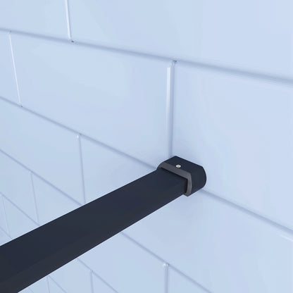 Aica Doccia Walk In 200cm Parete Fissa in Vetro Anti-frantumi Anticalcare da 8 mm Striscia Opaca Centrale Barra Stabilizzatrice Nero Opaco