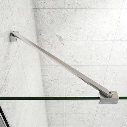 Doccia Walk In Parete Fissa in Vetro Temperato Anti-frantumi Anticalcare da 8mm Striscia Opaca Centrale con Barra Stabilizzatrice