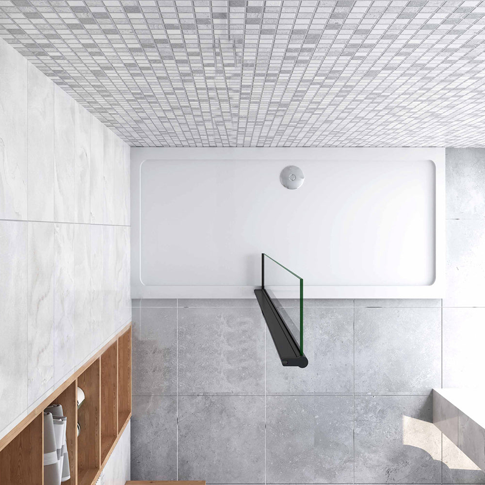 30-40x200cm Box Doccia Walk In Paretina Movibile Paraspruzzo Vetro Temperato da 8mm Trasparente Anticalcare Telaio Nero Opaco
