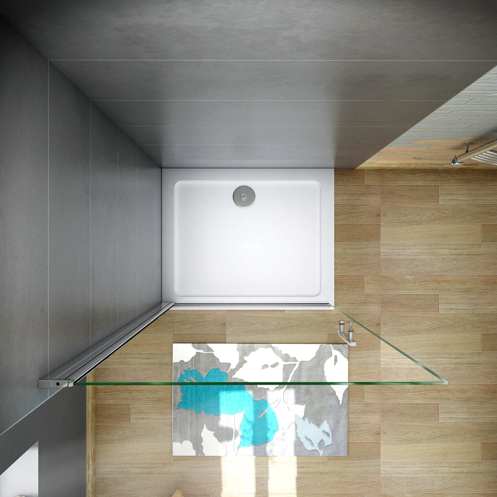 Aica WALK IN Parete Doccia Movibile Girevole Verso Interno e Esterno in Vetro 6 mm Trasparente Temperato Anticalcare Telaio Cromato Lucido