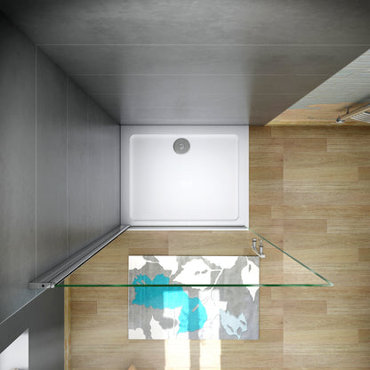 Aica WALK IN Parete Doccia Movibile Girevole Verso Interno e Esterno in Vetro 6 mm Trasparente Temperato Anticalcare Telaio Cromato Lucido