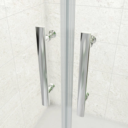195cm Box Doccia Angolare Porta Battente Saloon Parete Fissa Vetro da 6mm Temperato Anticalcare Barra Stabilizzatrice 45cm Cromo Lucido