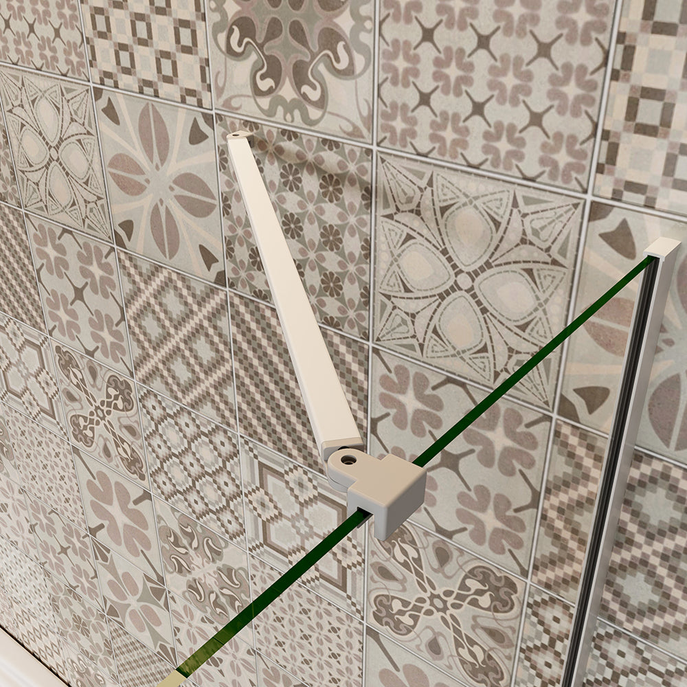 100x140cm Parete Doccia Sopravasca Angolare 4 Ante Pieghevoli Vetro con Parete Laterale 70cm Vetro Temperato 6 mm Trasparente Telaio Argento Opaco