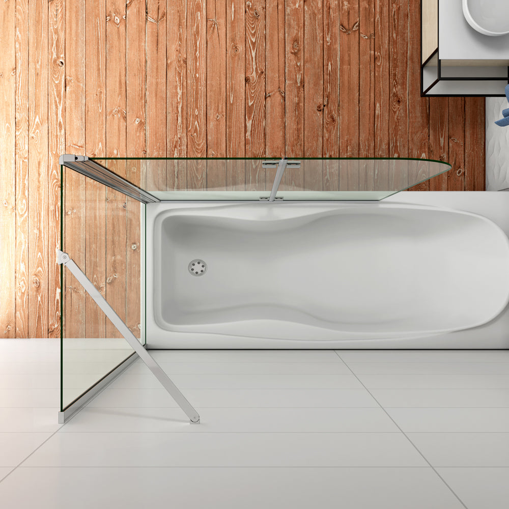 Parete Doccia Sopravasca Angolare 2 Ante Pieghevoli con Parete Laterale Vetro Temperato 6 mm Trasparente Anticalcare Cromato Lucido