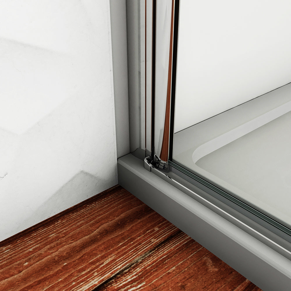 WALK IN Parete Doccia Movibile Girevole Verso Interno e Esterno in Vetro 6mm Temperato Anticalcare Fascia Satinata Opaca Telaio Cromato Lucido