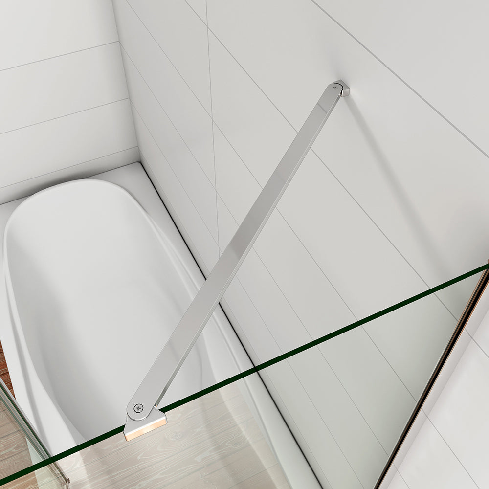 120cm Parete Doccia Sopravasca Angolare 5 Ante Pieghevoli Vetro con Parete Laterale 70cm Vetro Temperato Trasparente Telai Cromi Lucidi