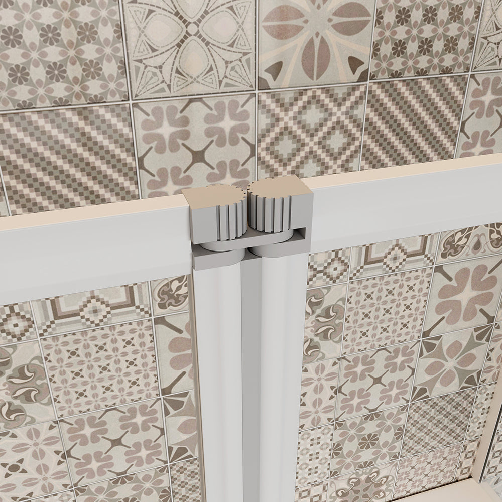 120x140cm Parete Doccia Sopravasca Angolare 5 Ante Pieghevoli Vetro con Parete Laterale 70cm Vetro Temperato 6 mm Trasparente Telaio Argento Opaco