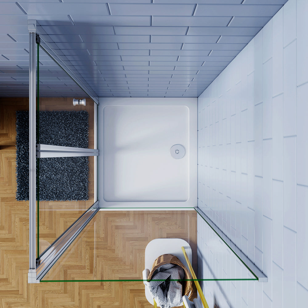 Aica 185cm Box Doccia Angolare Porta a Soffietto con Parete Fissa in Vetro Temperato Trasparente 5 mm Profilo Cromo Lucido