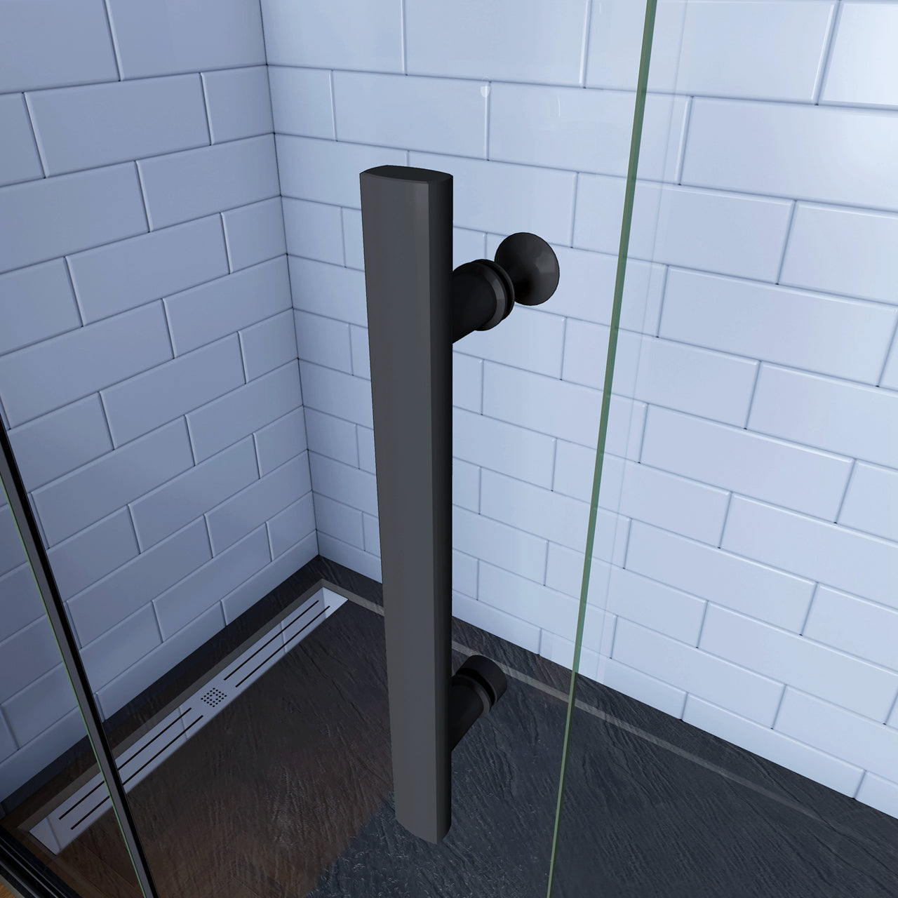 Walk in Parete Doccia Movibile 2 Pannelli Pieghevoli a Libro 65-115x190 cm in Vetro 5mm Trasparente Temperato Anticalcare Telaio Nero Opaco