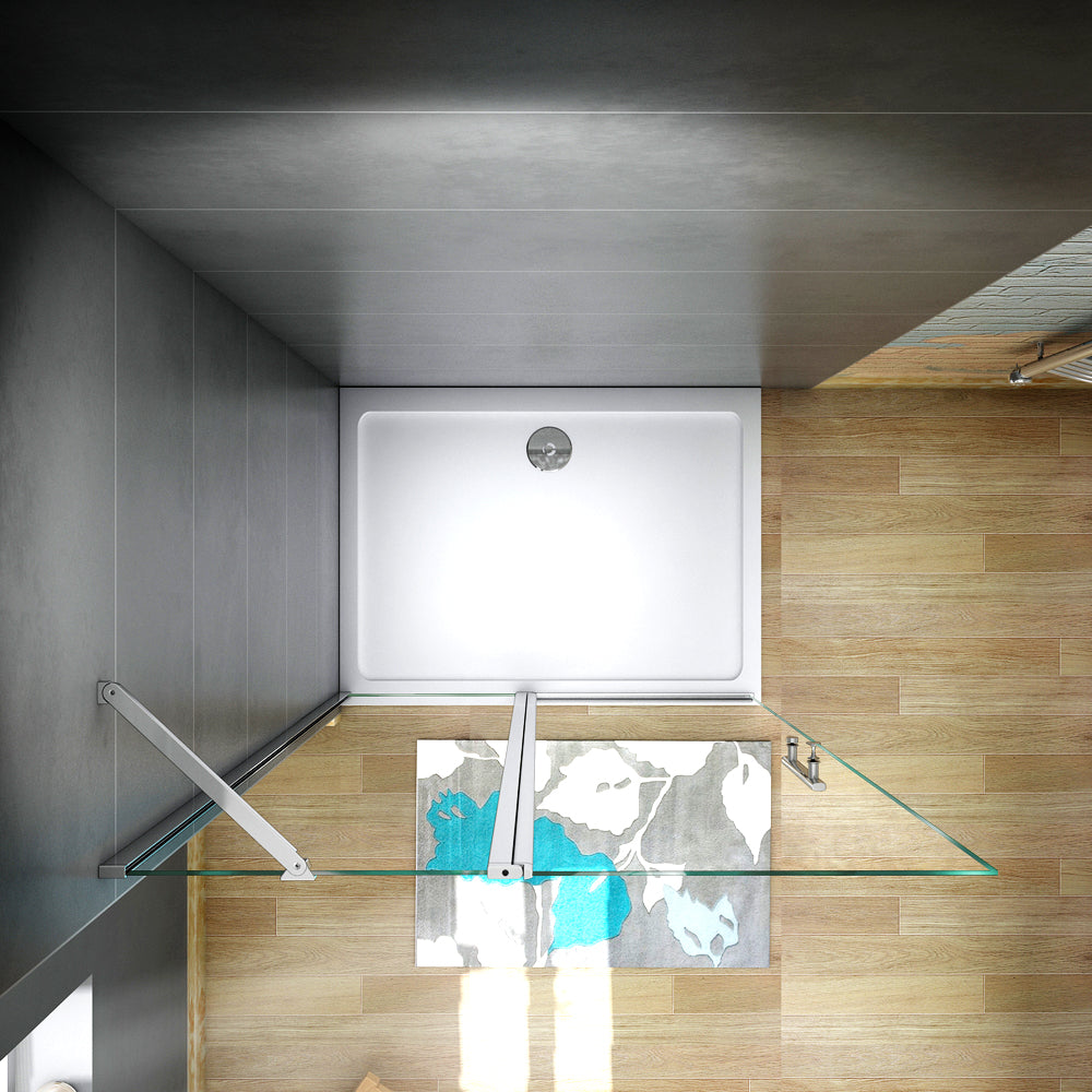 Parete Doccia Paretina Fissa + Paretina Mobile in Vetro Anticalcare Barra Stabilizzatrice e Telaio Cromato Lucido