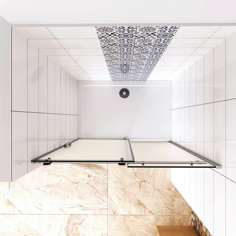 Box Doccia Per Nicchia Porta Scorrevole Ingresso Sinistro Vetro 8mm Temperato Satinato Opaco Anticalcare 195cm