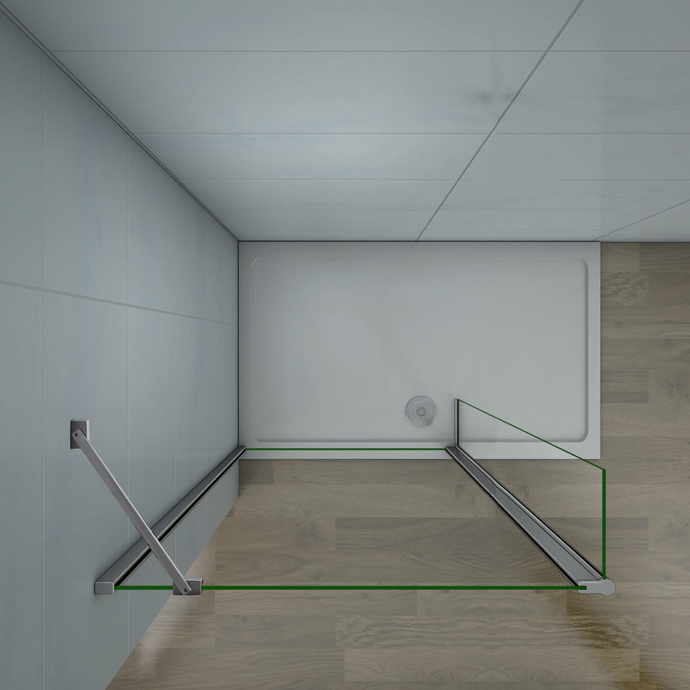Aica Parete Per Doccia Walk In Con 30/40cm Paretina Mobile Vetro 8mm Temperato Trasparente Anticalcare Con Barra Stabilizzatrice da 45cm