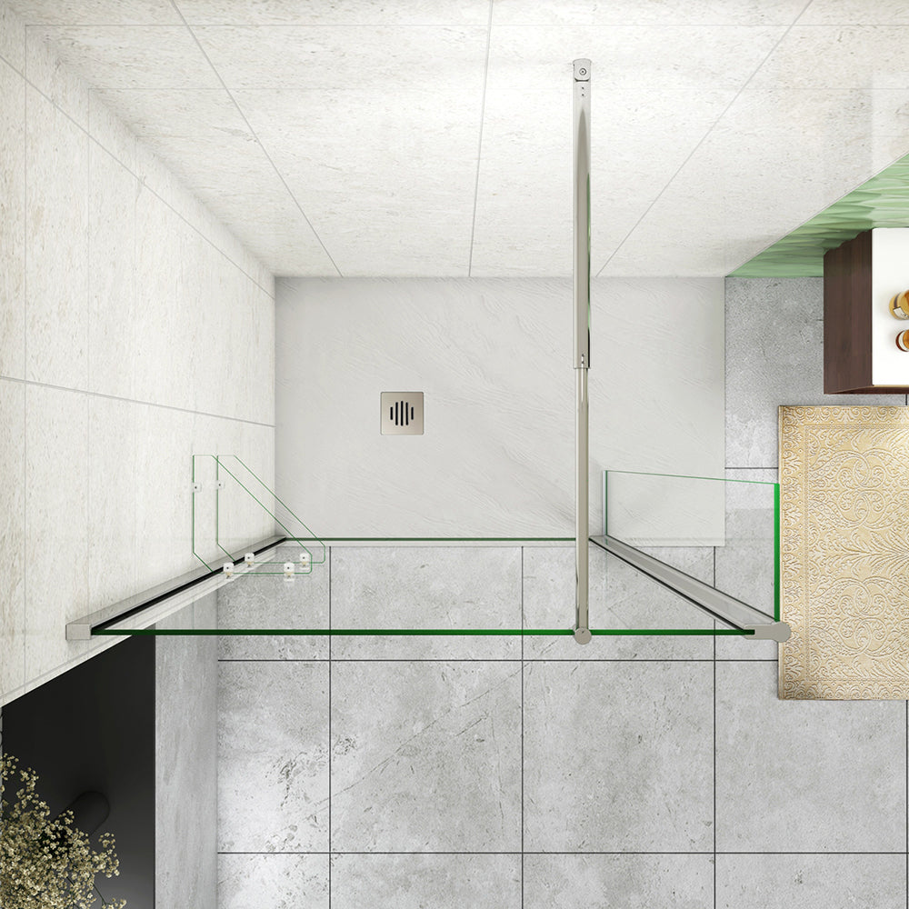 Box Doccia Walk In Parete Fissa 80-120cm + Paretina Mobile 30/40 cm Vetro Temperato 8 mm Anticalcare 2 Ripiani Mensole Barra Stabilizzatrice 70-120cm