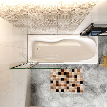 Aica 120x140 cm Sopravasca Parete Per Vasca Girevole 240° Vetro Temperato 6 mm Trasparente Inclusi Due Ripiani Maniglia Portasciugamani