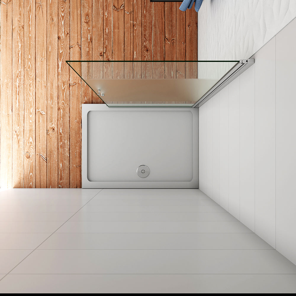 WALK IN Parete Doccia Movibile Girevole Verso Interno e Esterno in Vetro 6mm Temperato Anticalcare Fascia Satinata Opaca Telaio Cromato Lucido