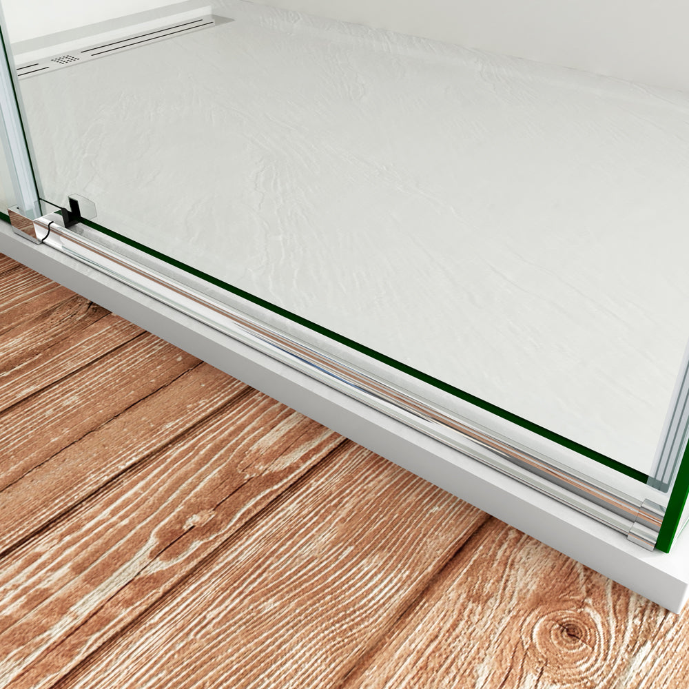 Aica 195cm Box Doccia Angolare Porta Scorrevole Ingresso Laterale Vetro 8mm Temperato Anticalcare Trasparente Telaio Cromato Lucido