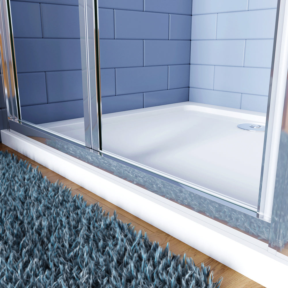 Aica 185cm Box Doccia Angolare Porta a Soffietto con Parete Fissa in Vetro Temperato Trasparente 5 mm Profilo Cromo Lucido