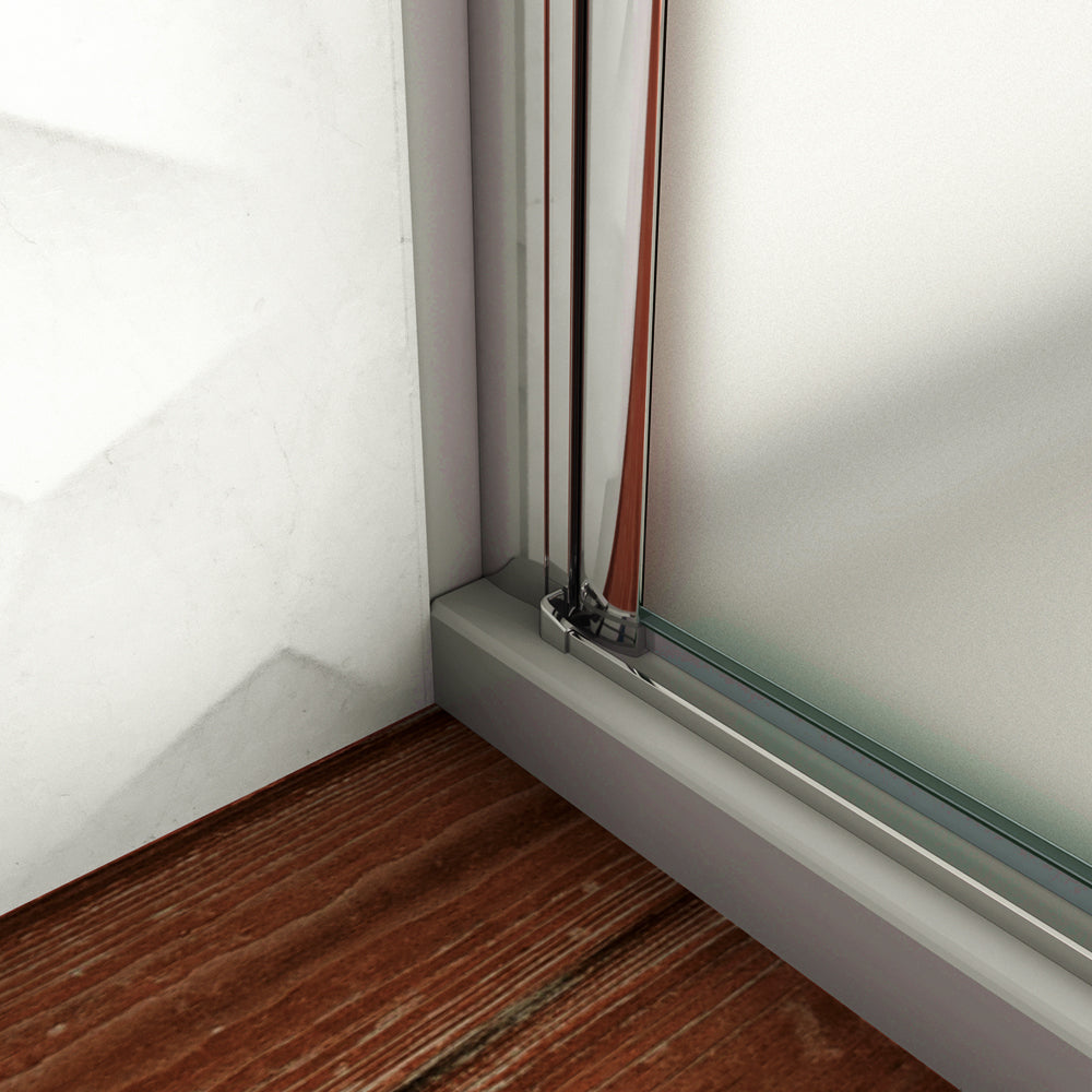 WALK IN Parete Doccia Movibile Girevole Verso Interno e Esterno 195cm in Vetro 6mm Temperato Anticalcare Satinato Opaco Telaio Cromato Lucido