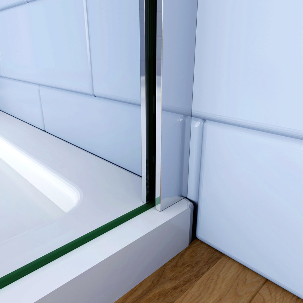 Aica 195 cm Box Doccia Angolare Porta Battente Vetro 6mm Temperato Anticalcare Trasparente con Parete Fissa con 2 Barre Stabilizzatrici Cromo Lucido