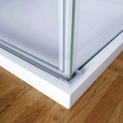 Aica 195cm Box Doccia Angolare Porta Battente con Parete Fissa in Vetro Temperato Satinato Opaco 6mm Anticalcare con Barra Stabilizzatrice 90cm